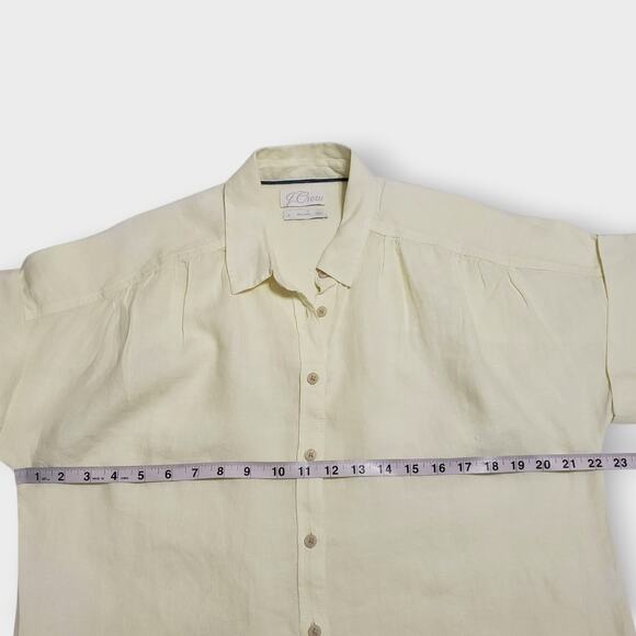 J. Crew Womens Baird McNutt Irish Linen Relaxed Fit Shirt Butter Yellow Sz Small - Picture 9 of 11